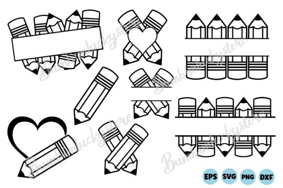 Pencil Outline Svg Bundle: Graphics and Crafts in One